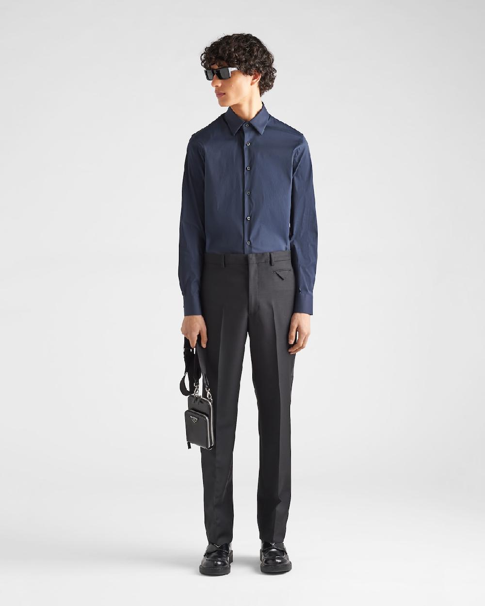 Prada Camisa De Popelina Elástica