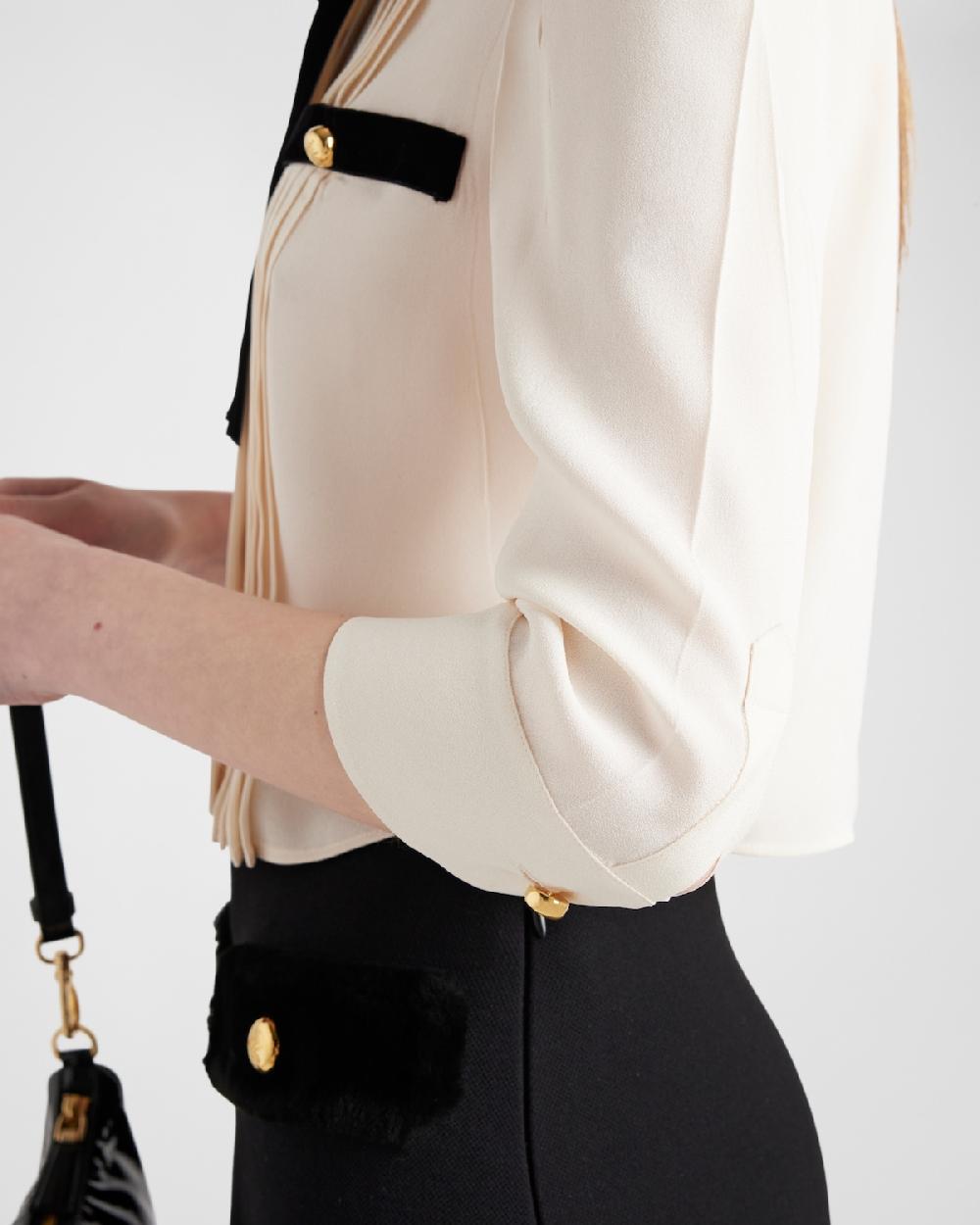 Prada Camisa De Sablé Plisada