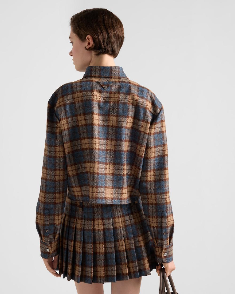 Prada Camisa De Sarga De Lana A Cuadros