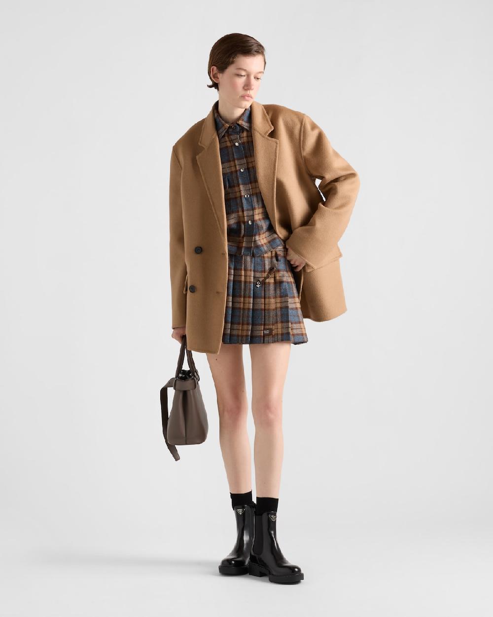 Prada Camisa de sarga de lana a cuadros