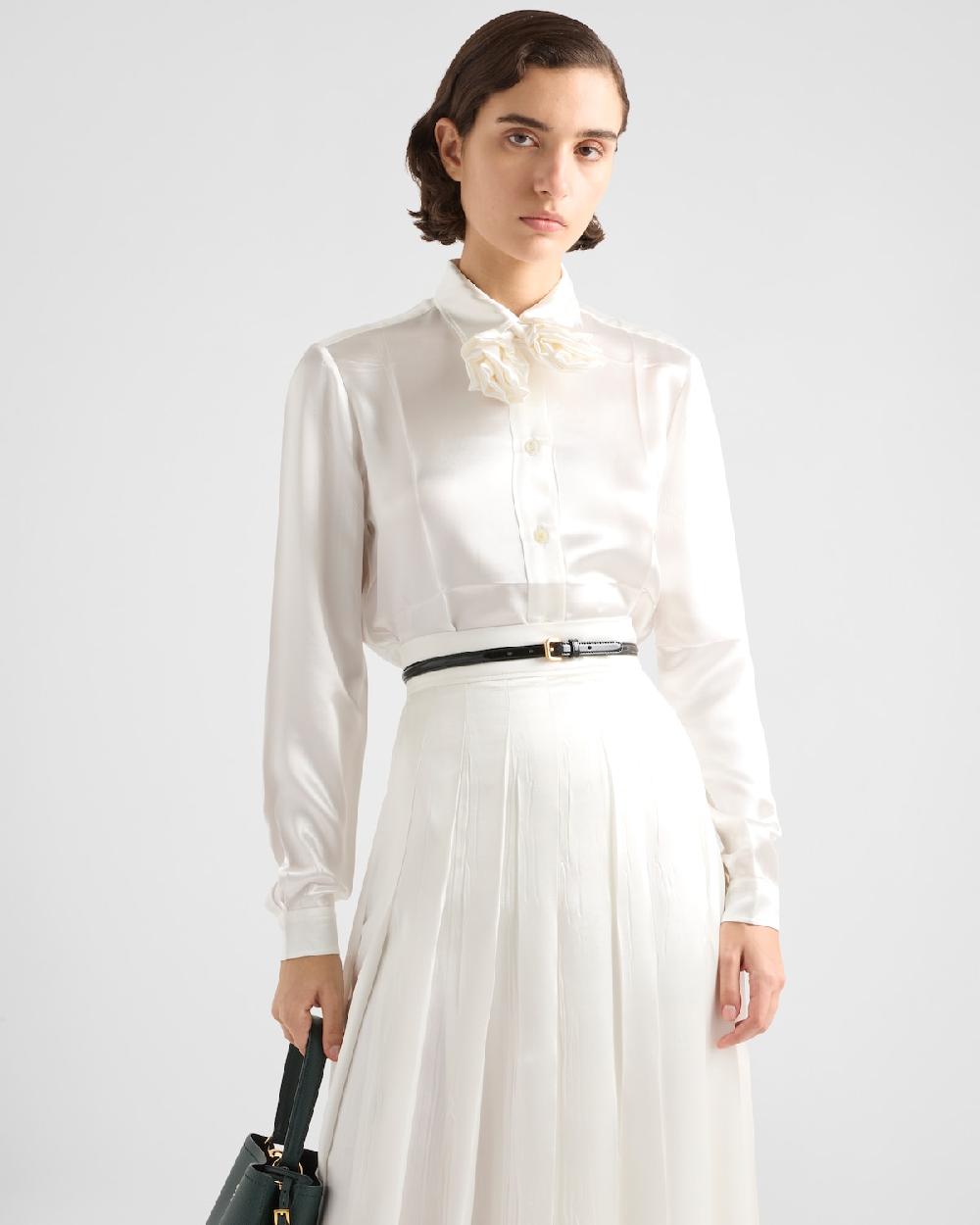 Prada Camisa De Satén Bordada