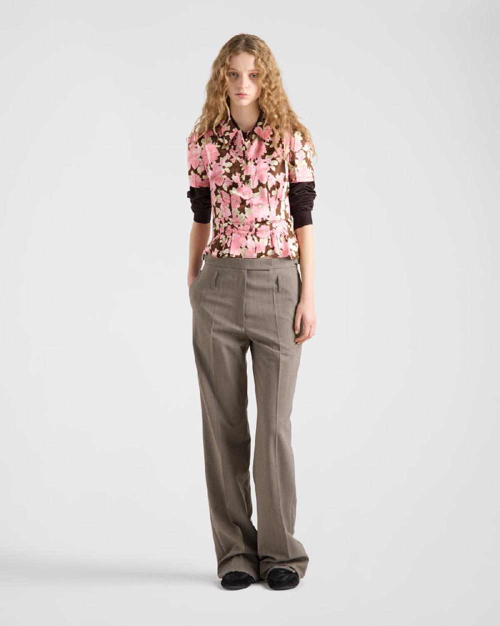 Prada Camisa de satén con estampado floral