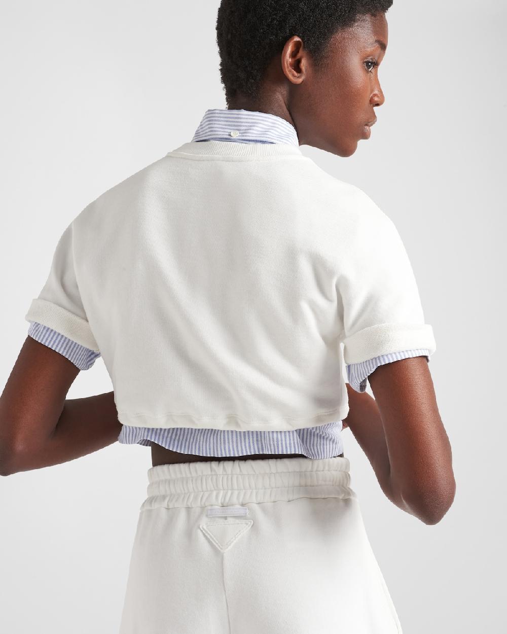 Prada Camiseta Corta De Felpa De Algodón