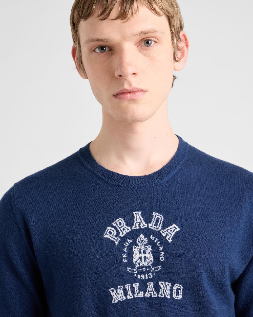 Prada Camiseta De Cachemir Con Logo