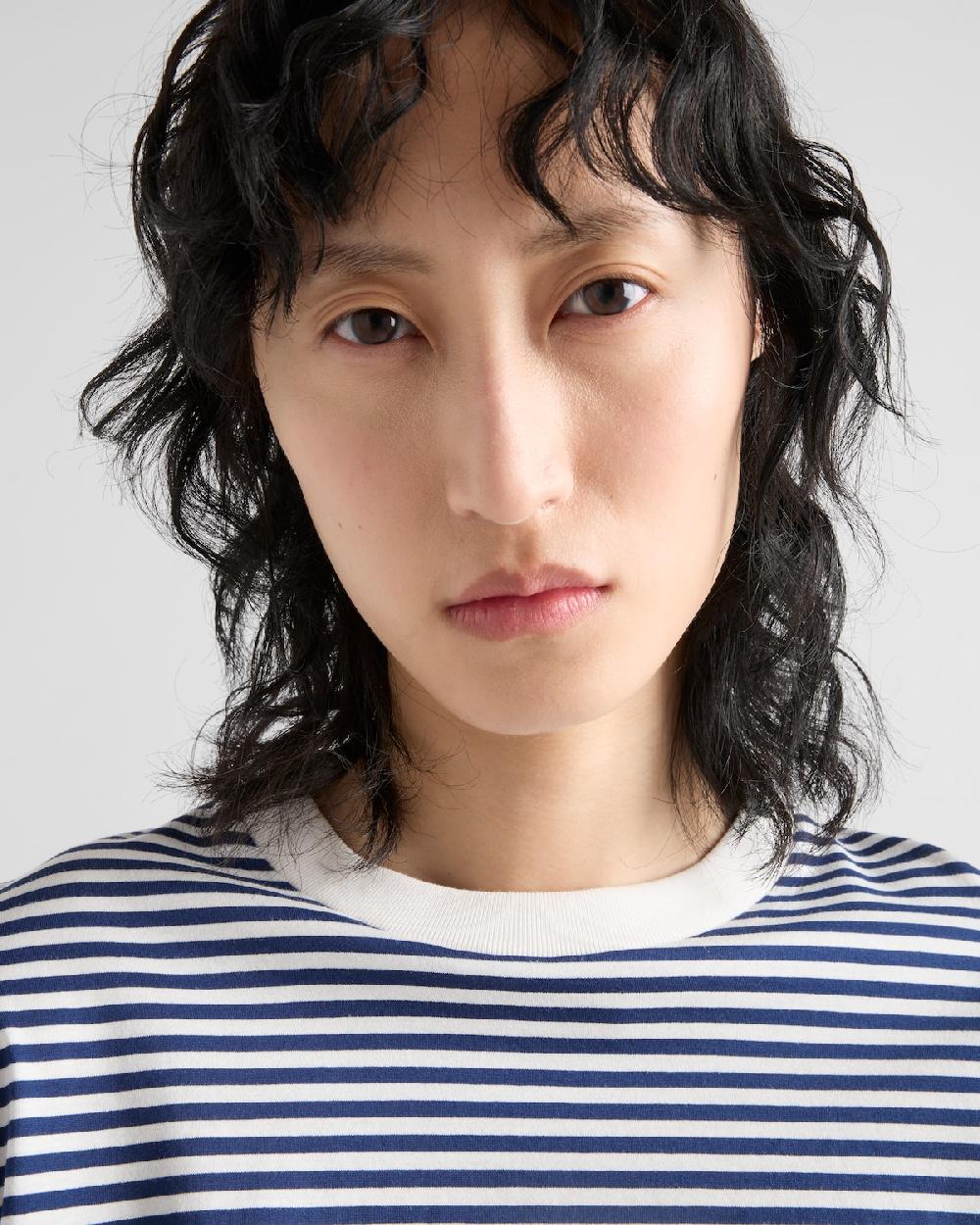 Prada Camiseta De Manga Larga De Punto A Rayas