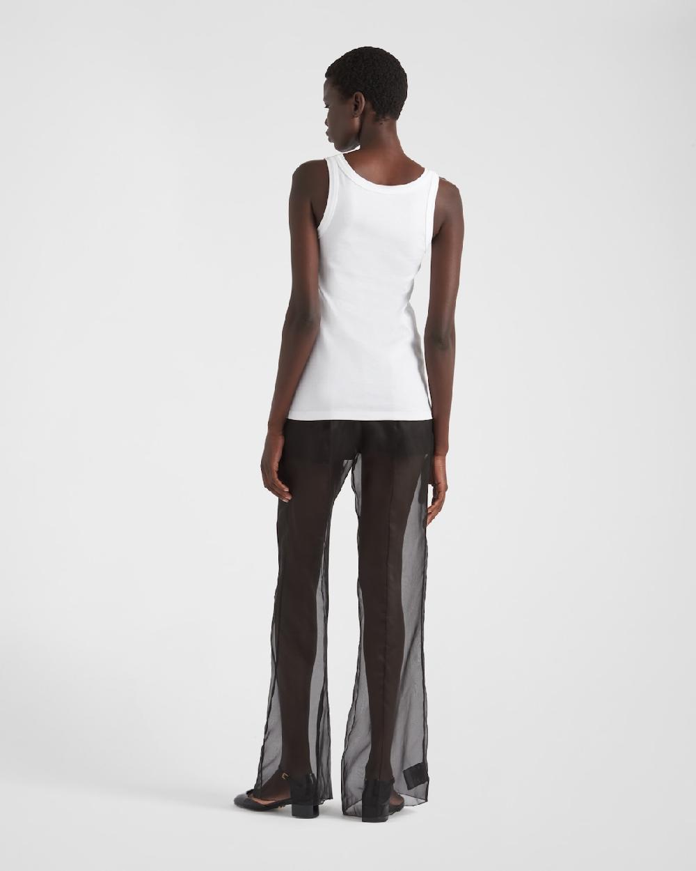 Prada Camiseta De Punto Acanalado Con Bordado