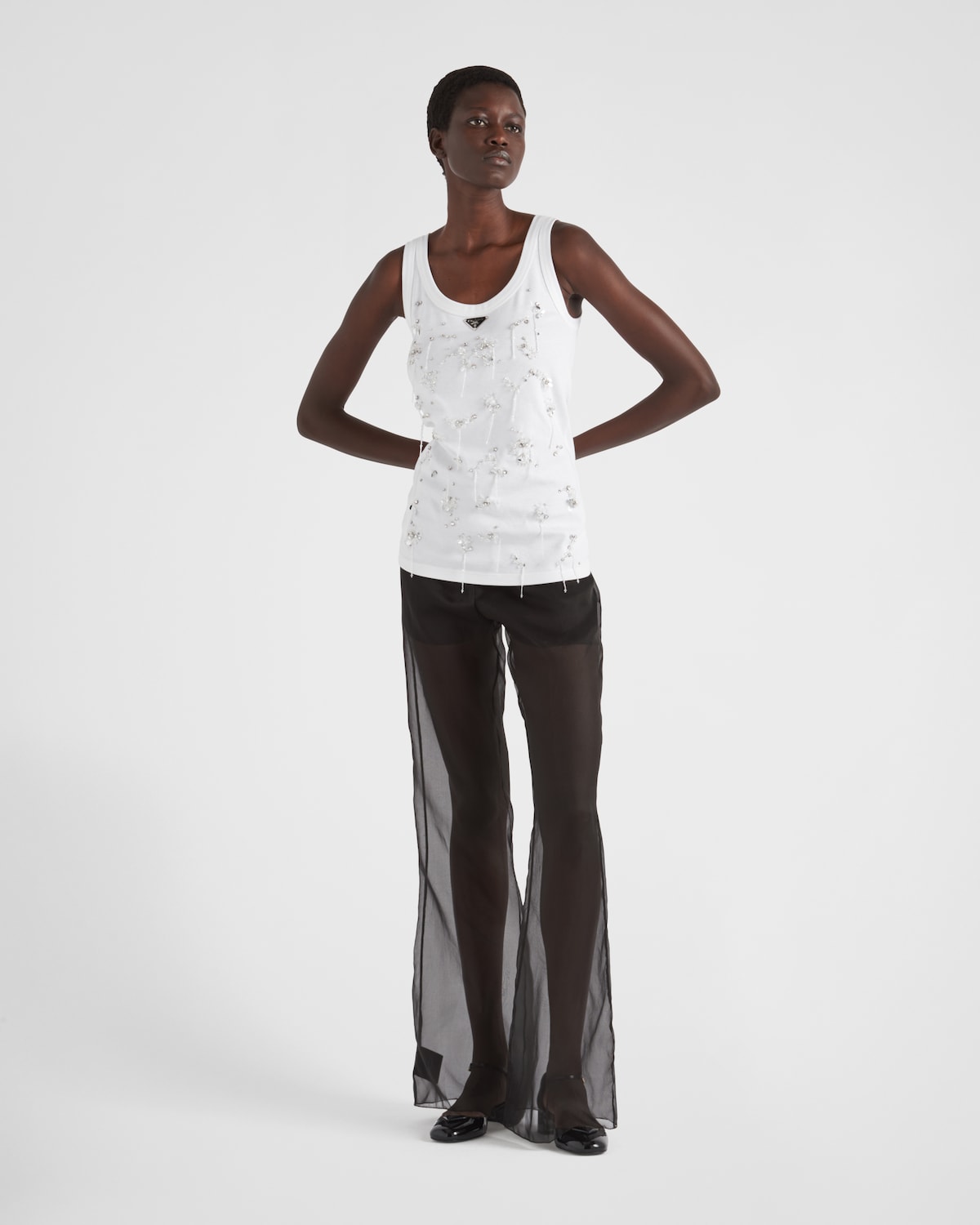 Prada Camiseta de punto acanalado con bordado