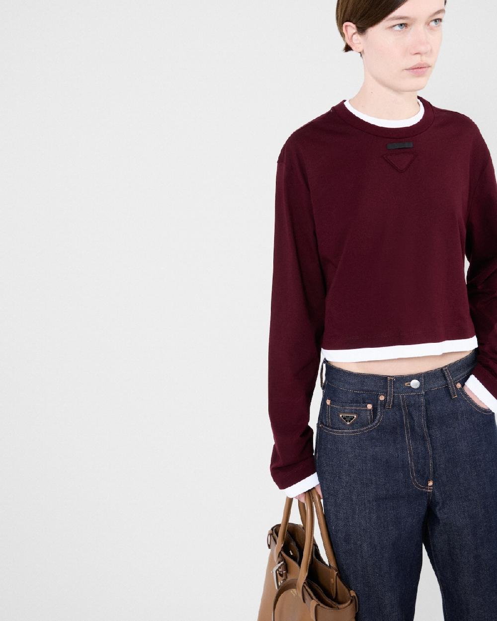 Prada Camiseta De Punto De Manga Larga