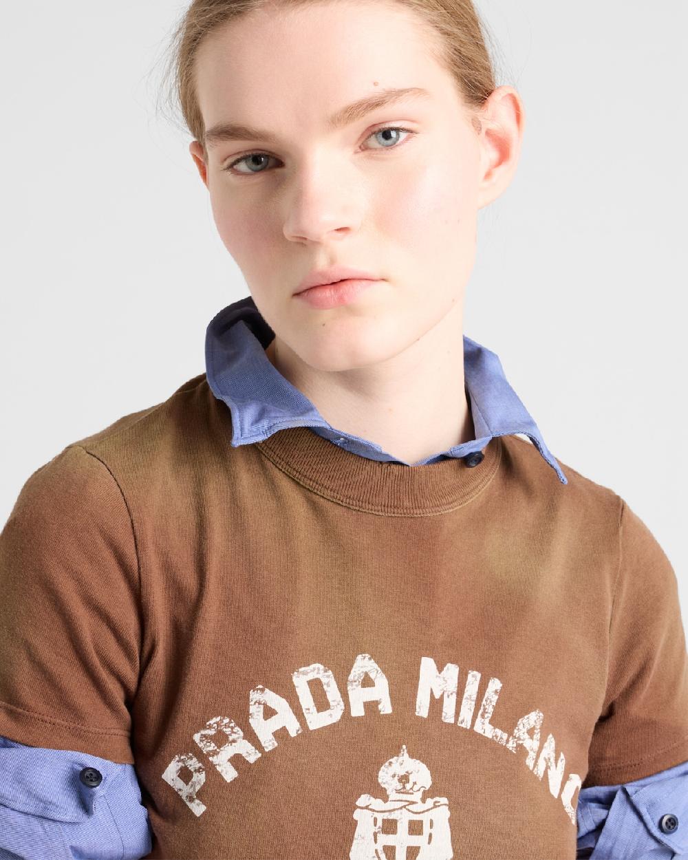 Prada Camiseta De Punto Estampado