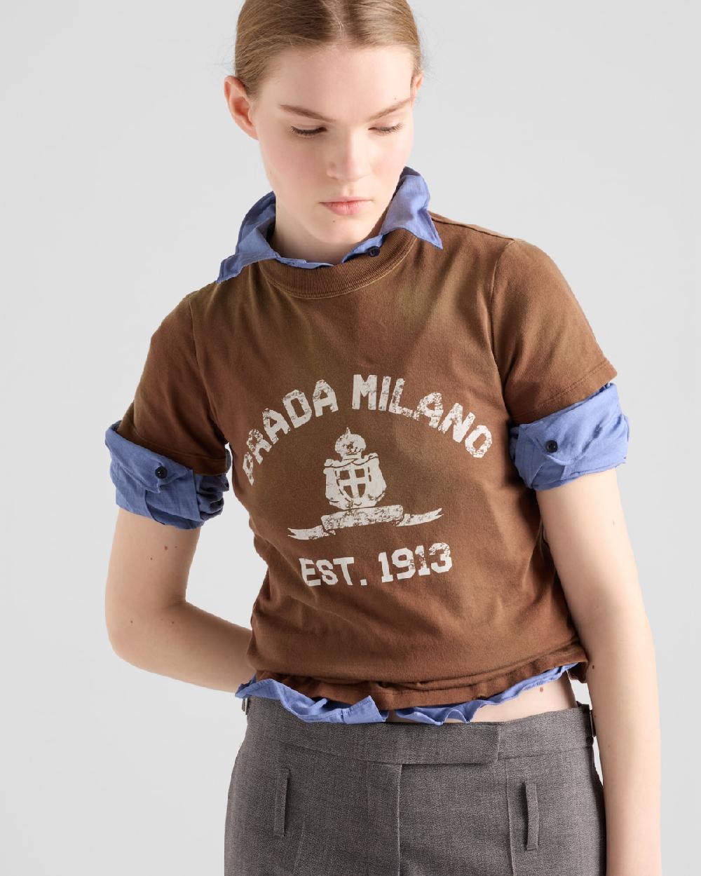 Prada Camiseta De Punto Estampado