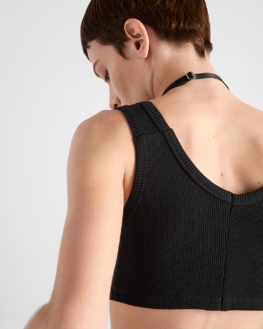 Prada Camiseta De Tirantes De Punto Acanalado