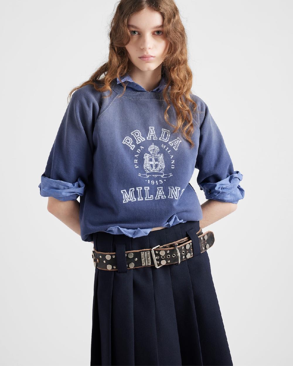 Prada Camiseta En Felpa De Algodón