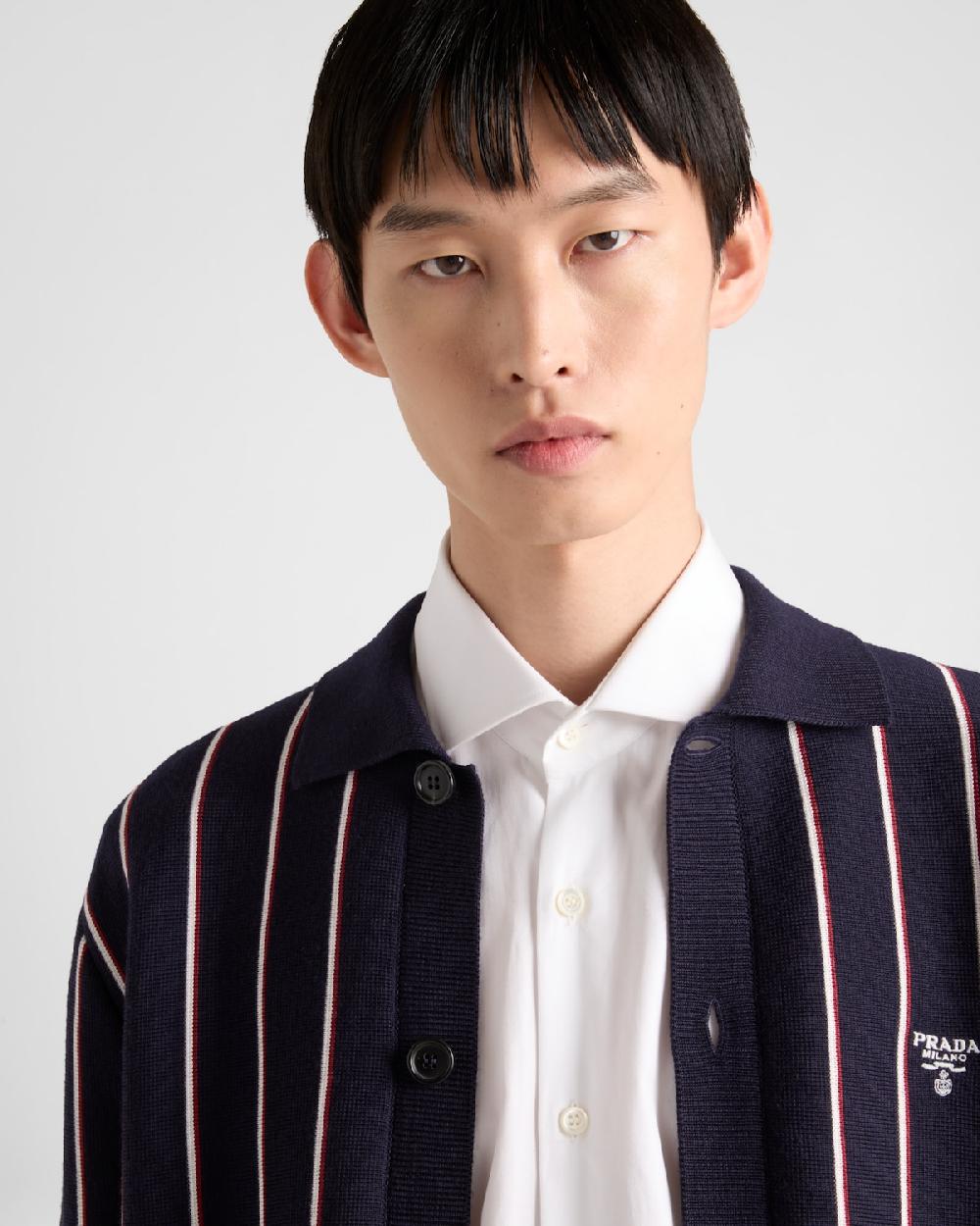 Prada Cárdigan A Rayas En Lana