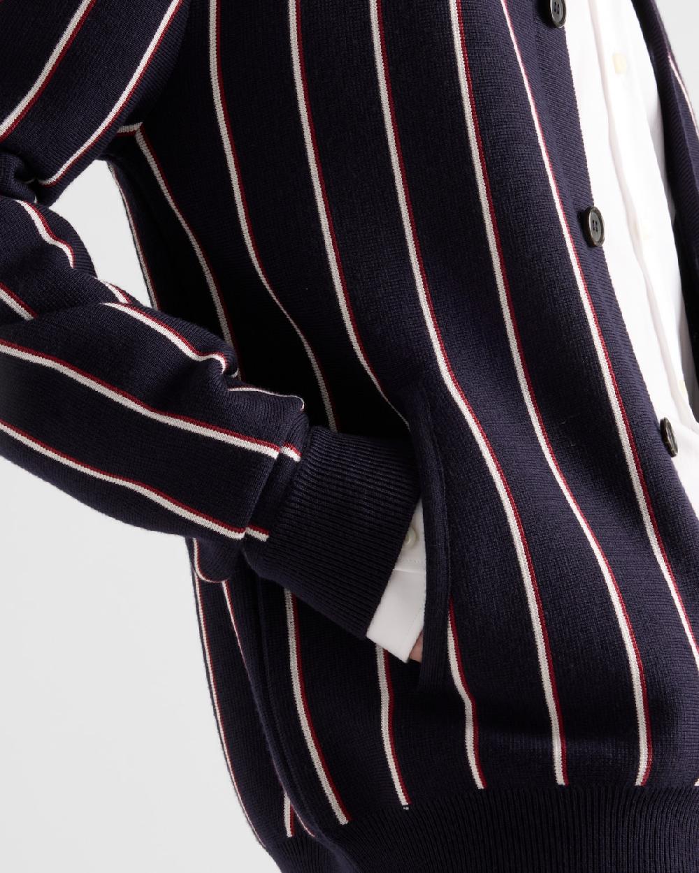 Prada Cárdigan A Rayas En Lana