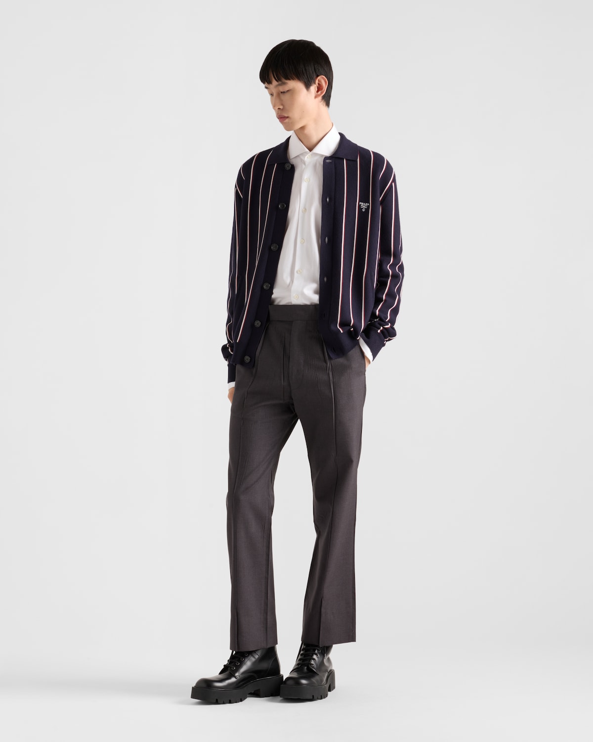 Prada Cárdigan a rayas en lana