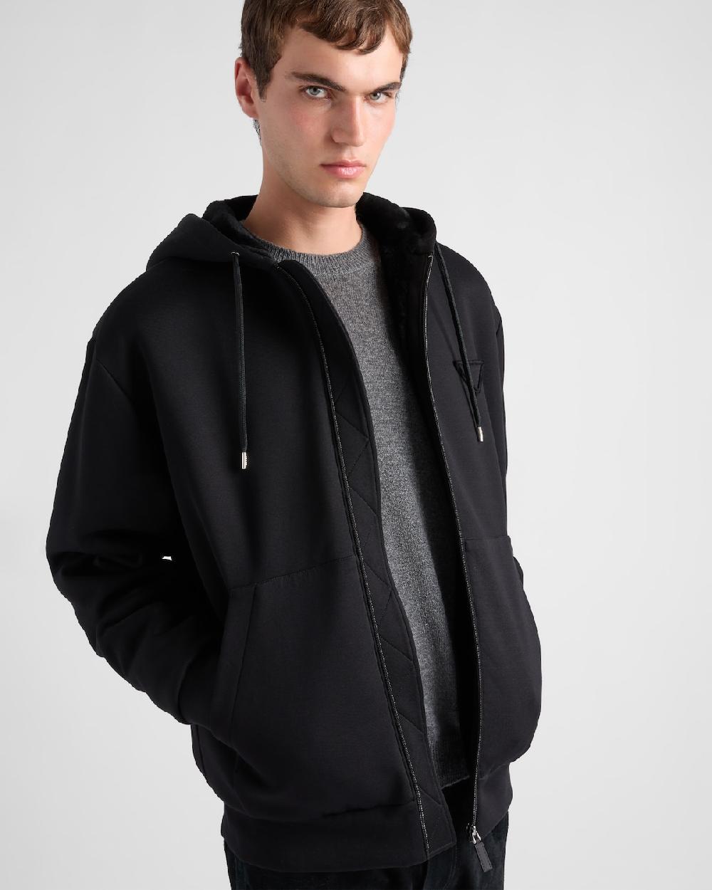 Prada Cárdigan Con Capucha De Felpa Técnica