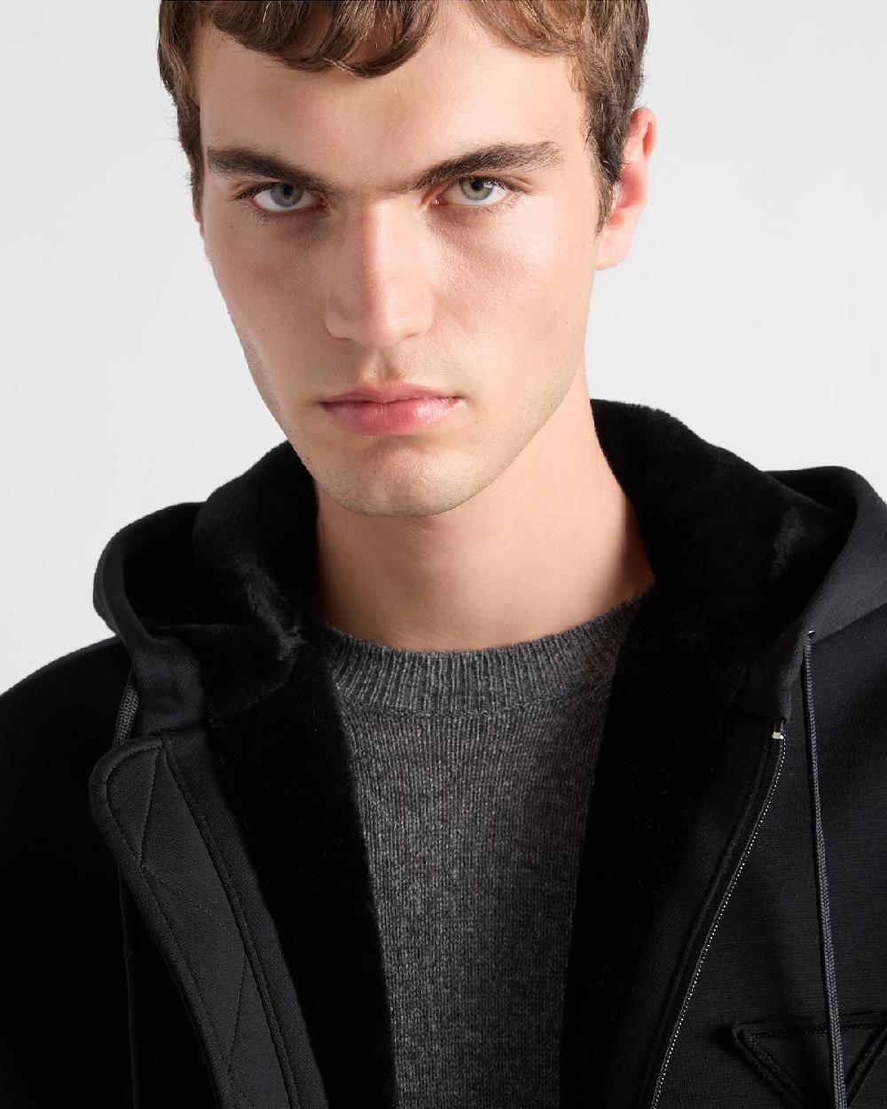 Prada Cárdigan Con Capucha De Felpa Técnica