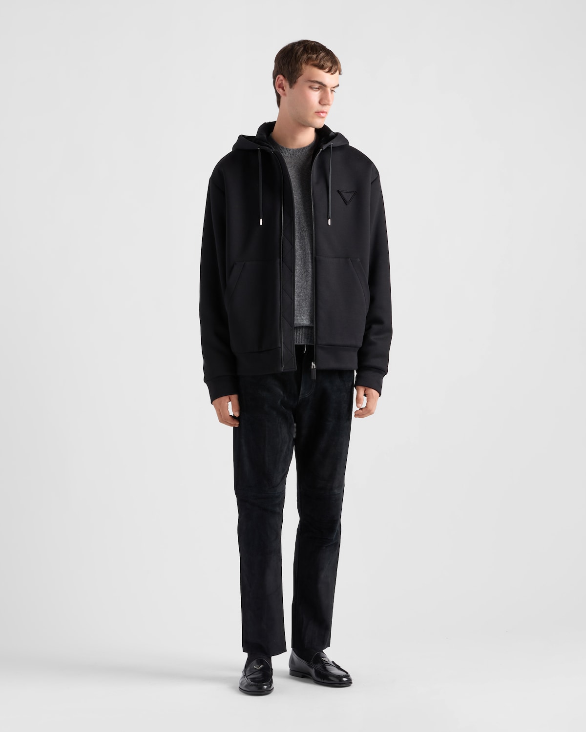 Prada Cárdigan con capucha de felpa técnica