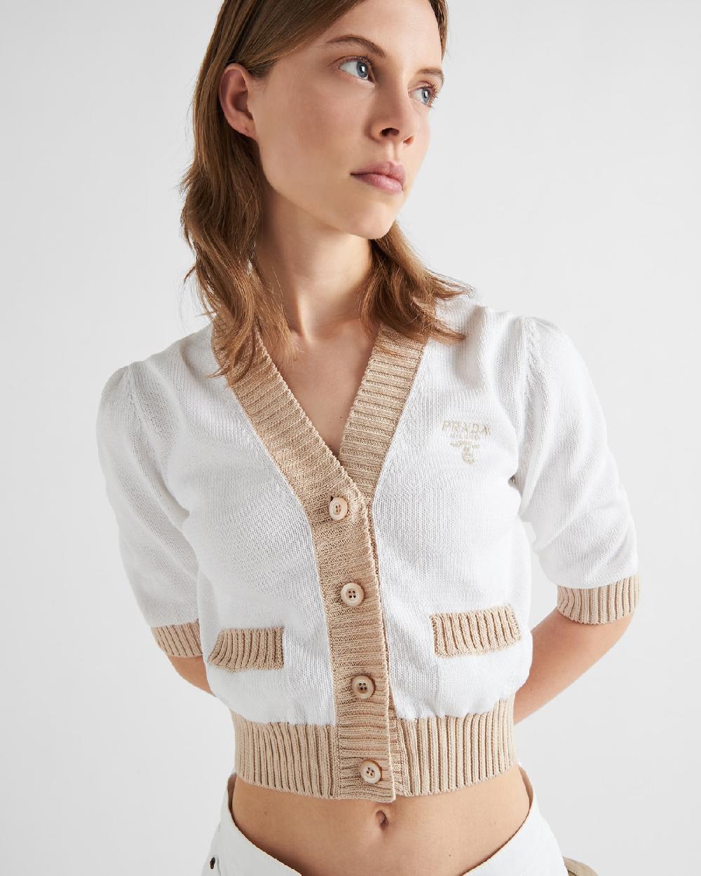 Prada Cárdigan Corto De Algodón