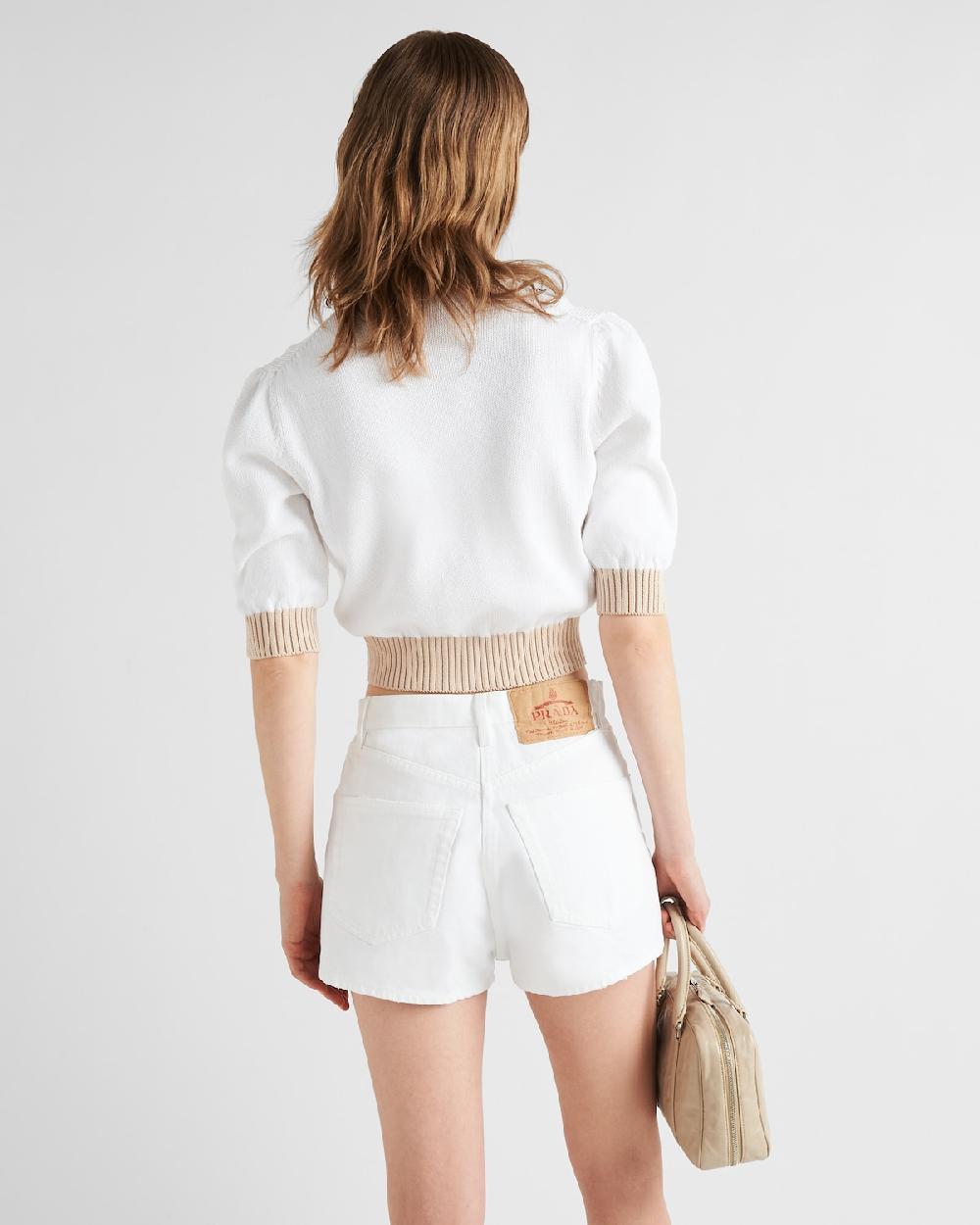 Prada Cárdigan Corto De Algodón