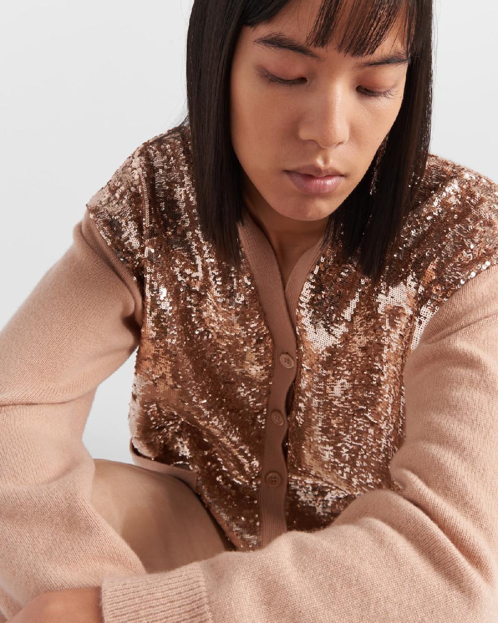 Prada Cárdigan De Cachemir Y Lana Con Lentejuelas