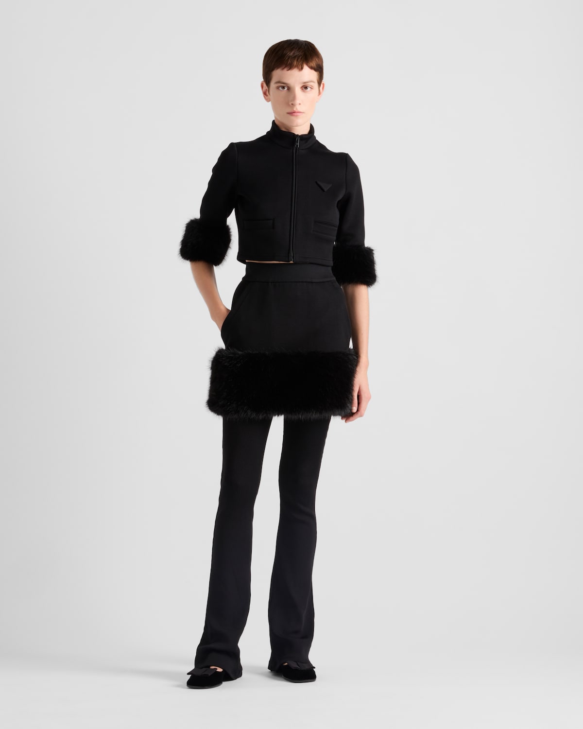 Prada Cazadora corta de felpa