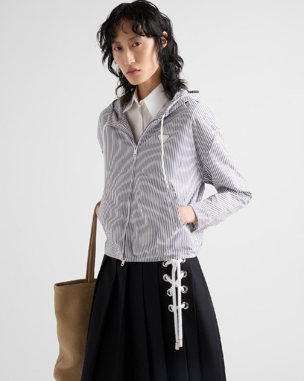 Prada Cazadora De Popelín A Rayas