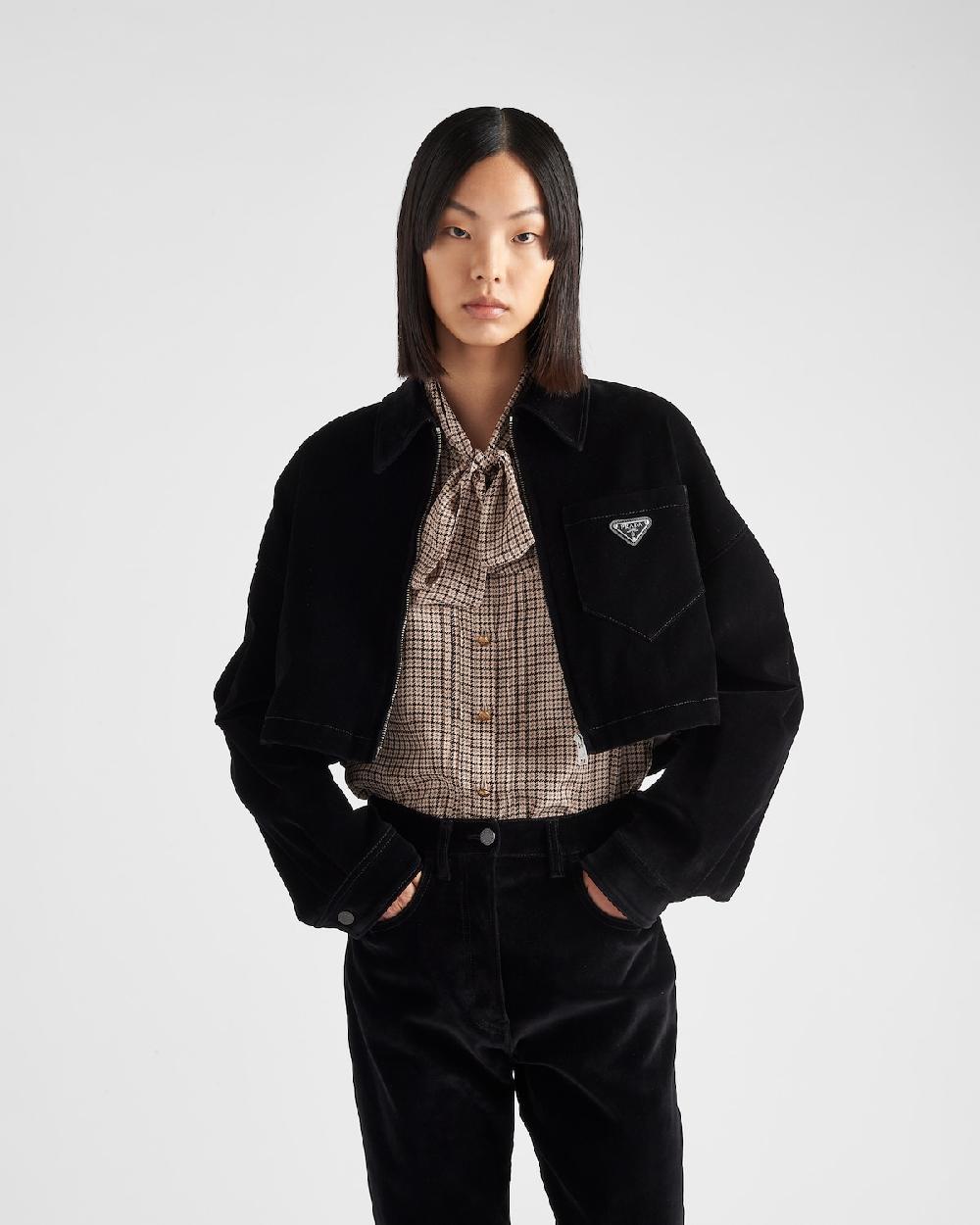 Prada Cazadora De Tejido Vaquero Aterciopelado