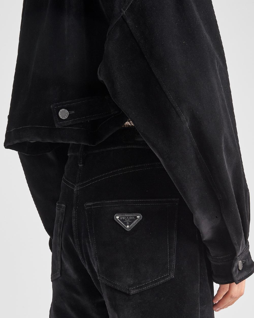 Prada Cazadora De Tejido Vaquero Aterciopelado