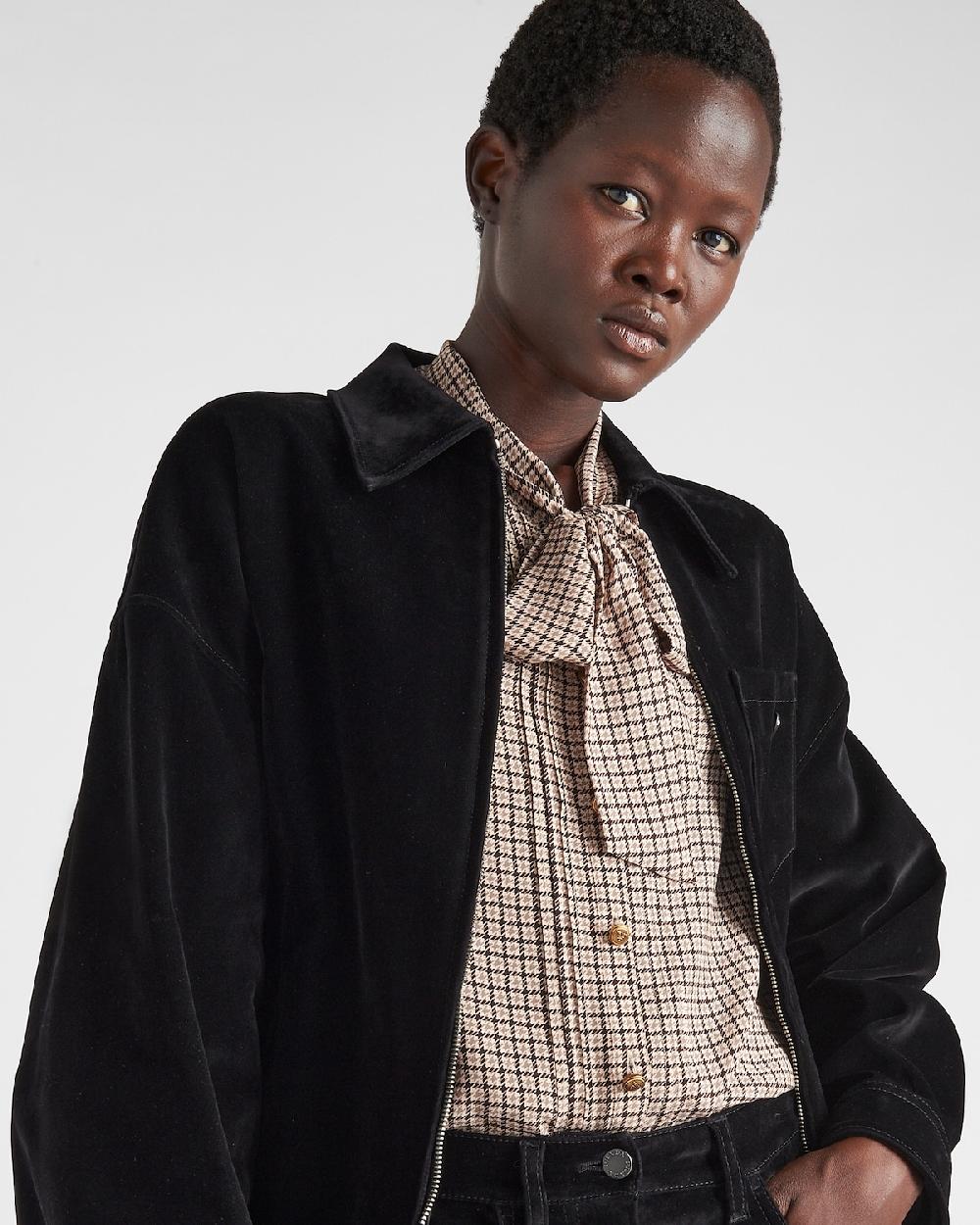 Prada Cazadora De Tejido Vaquero Aterciopelado