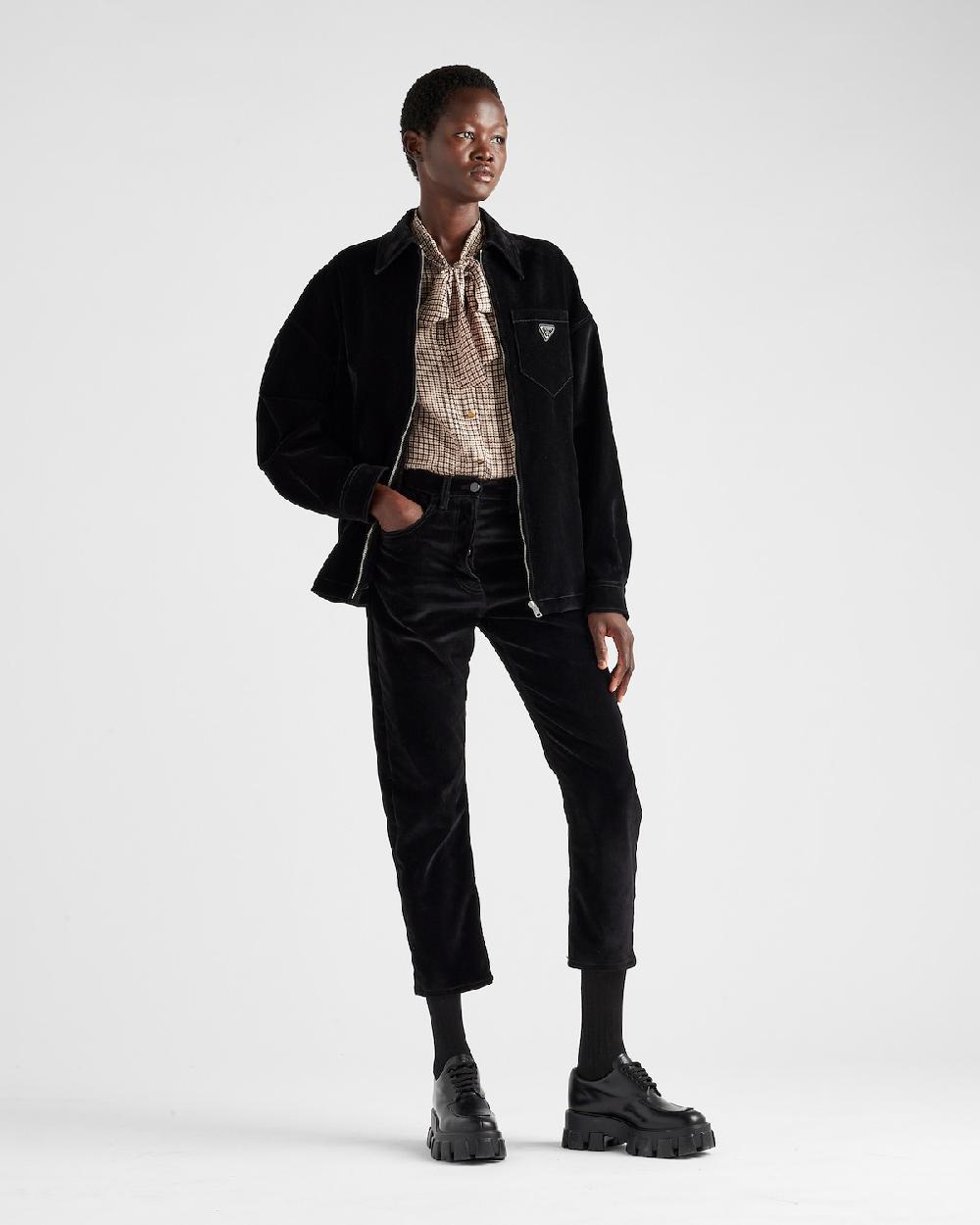 Prada Cazadora de tejido vaquero aterciopelado