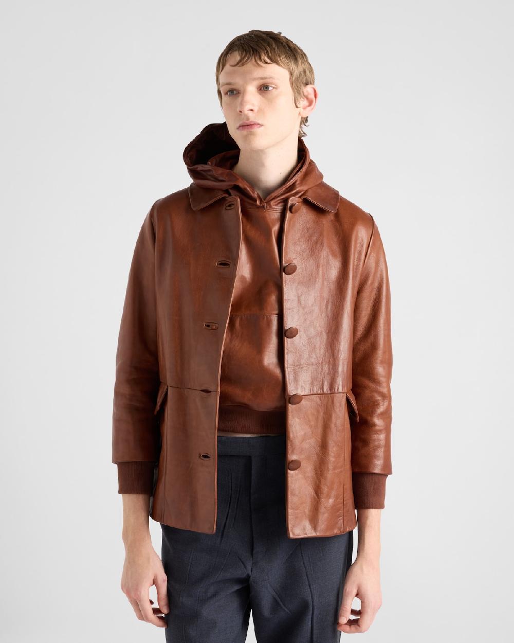 Prada Cazadora Estilo Sobrecamisa De Piel