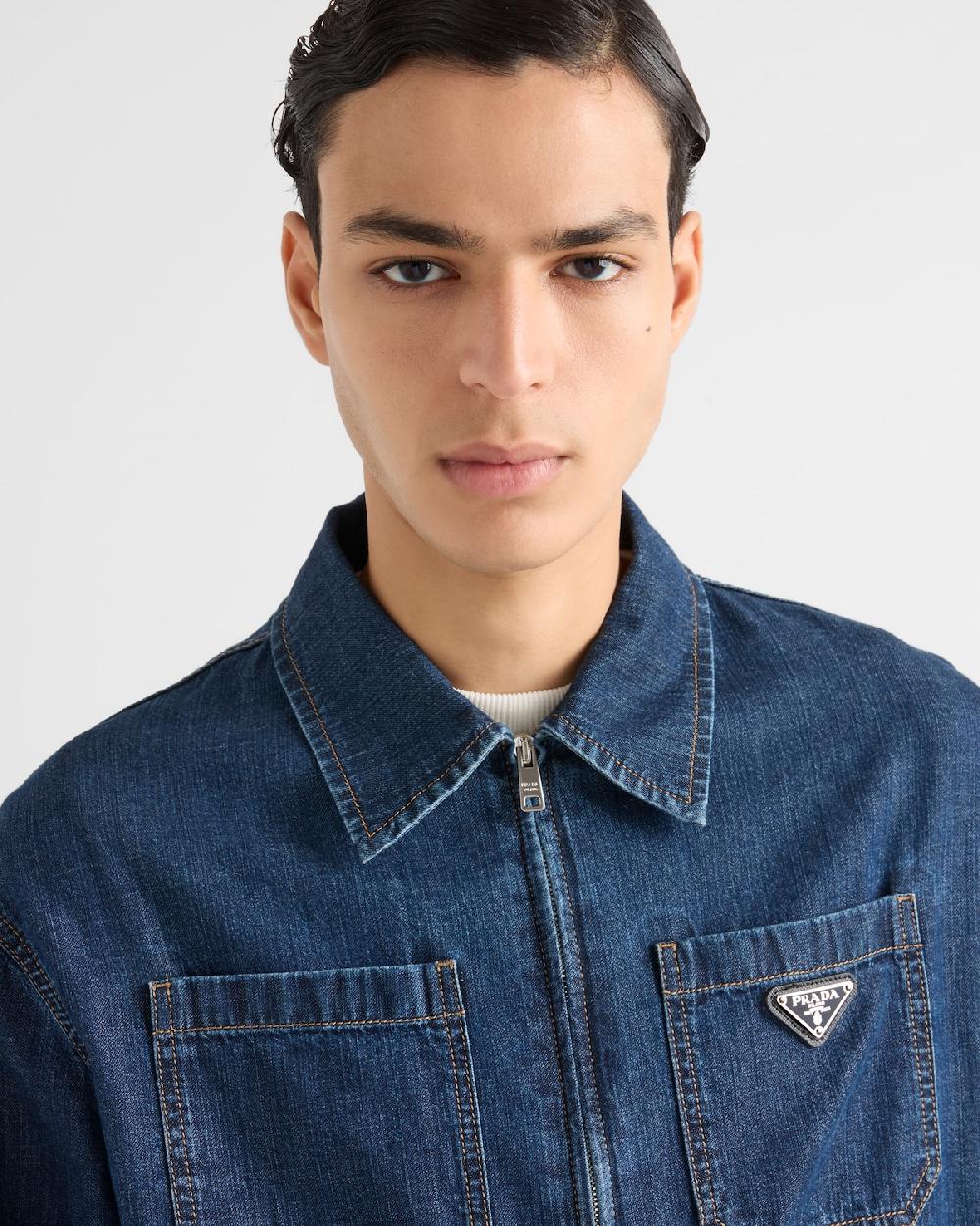 Prada Cazadora Vaquera Ligera Con Cremallera