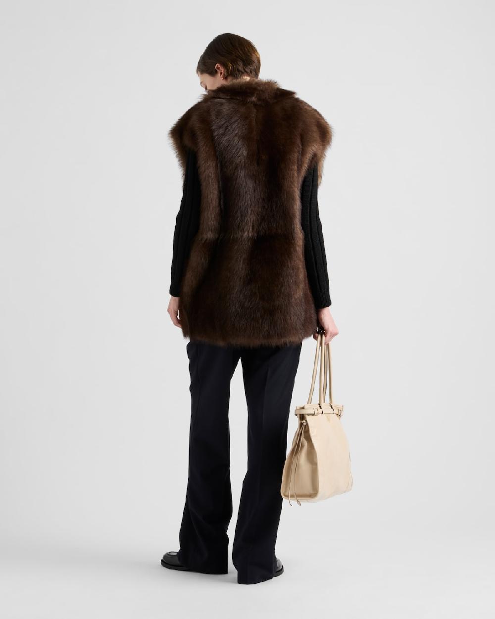 Prada Chaleco De Borreguillo Con Cinturón