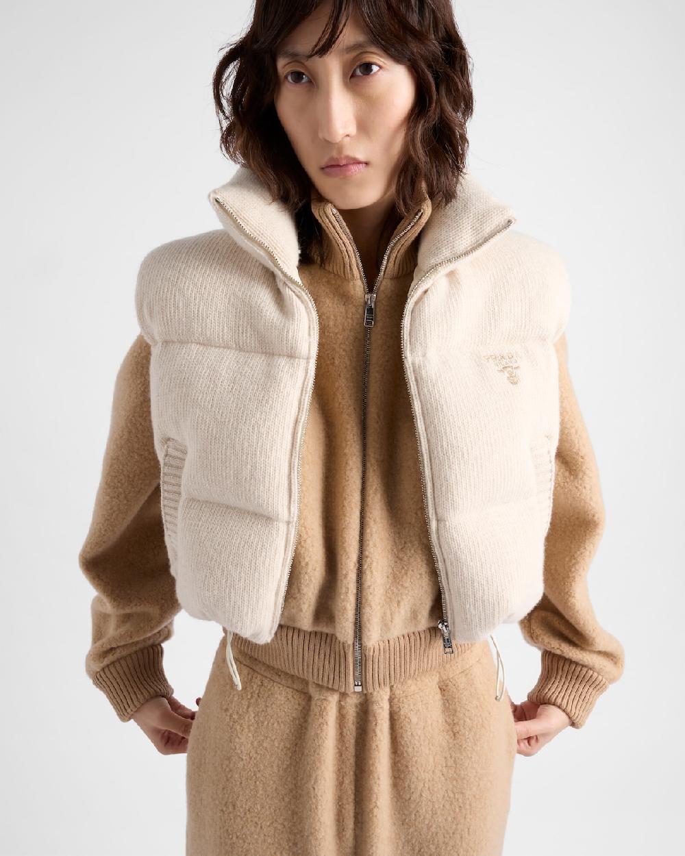 Prada Chaleco De Plumón Lana Y Cachemir