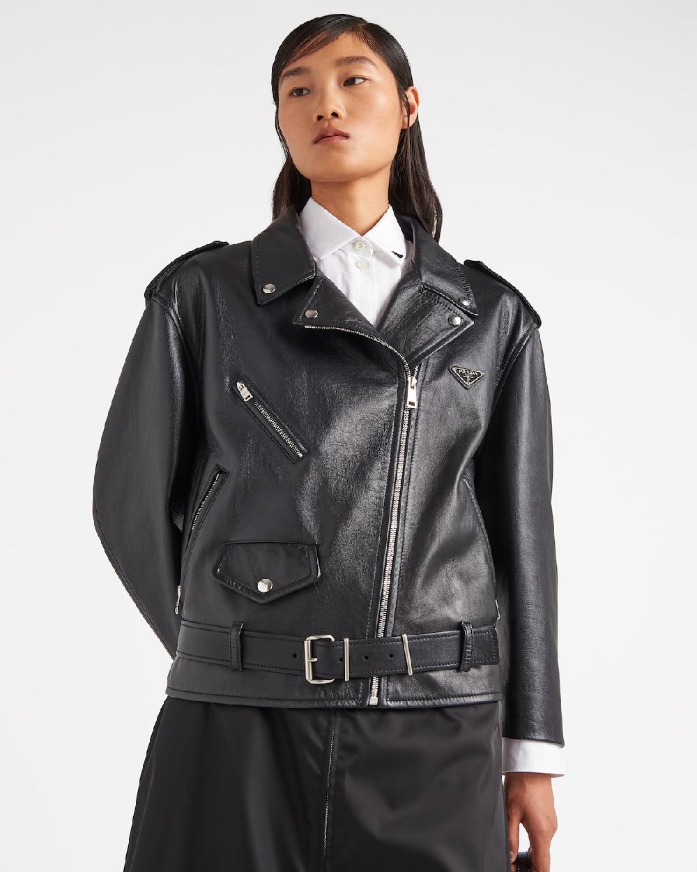 Prada Chaqueta Biker De Napa