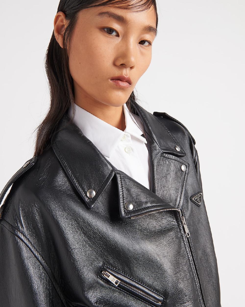 Prada Chaqueta Biker De Napa