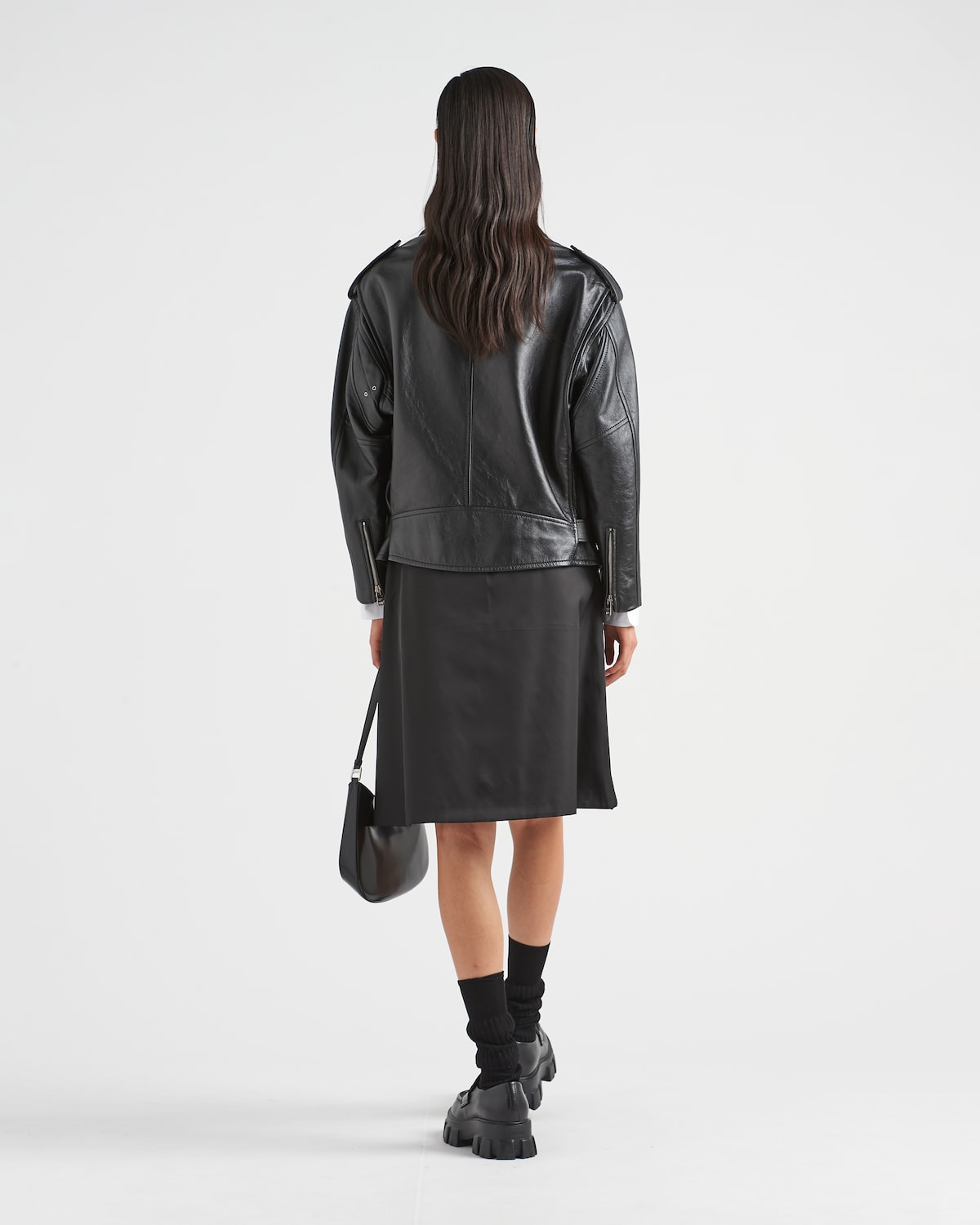 Prada Chaqueta Biker De Napa