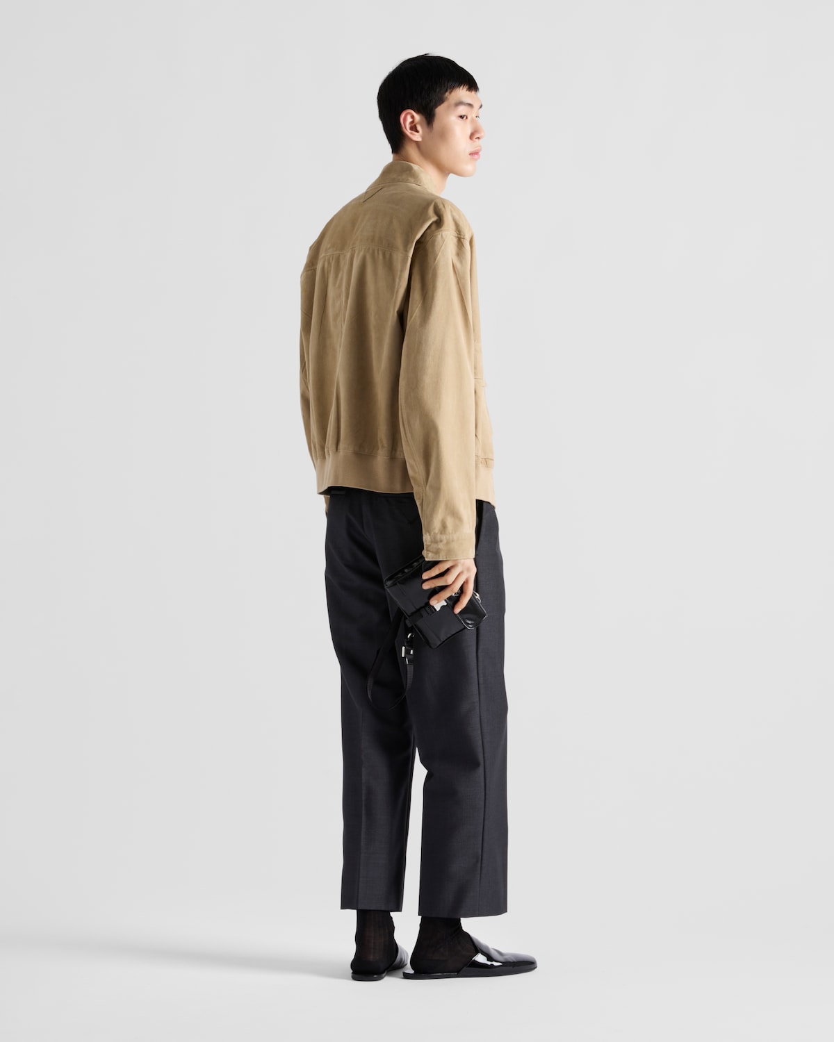 Prada Chaqueta Bomber De Ante Y Algodón