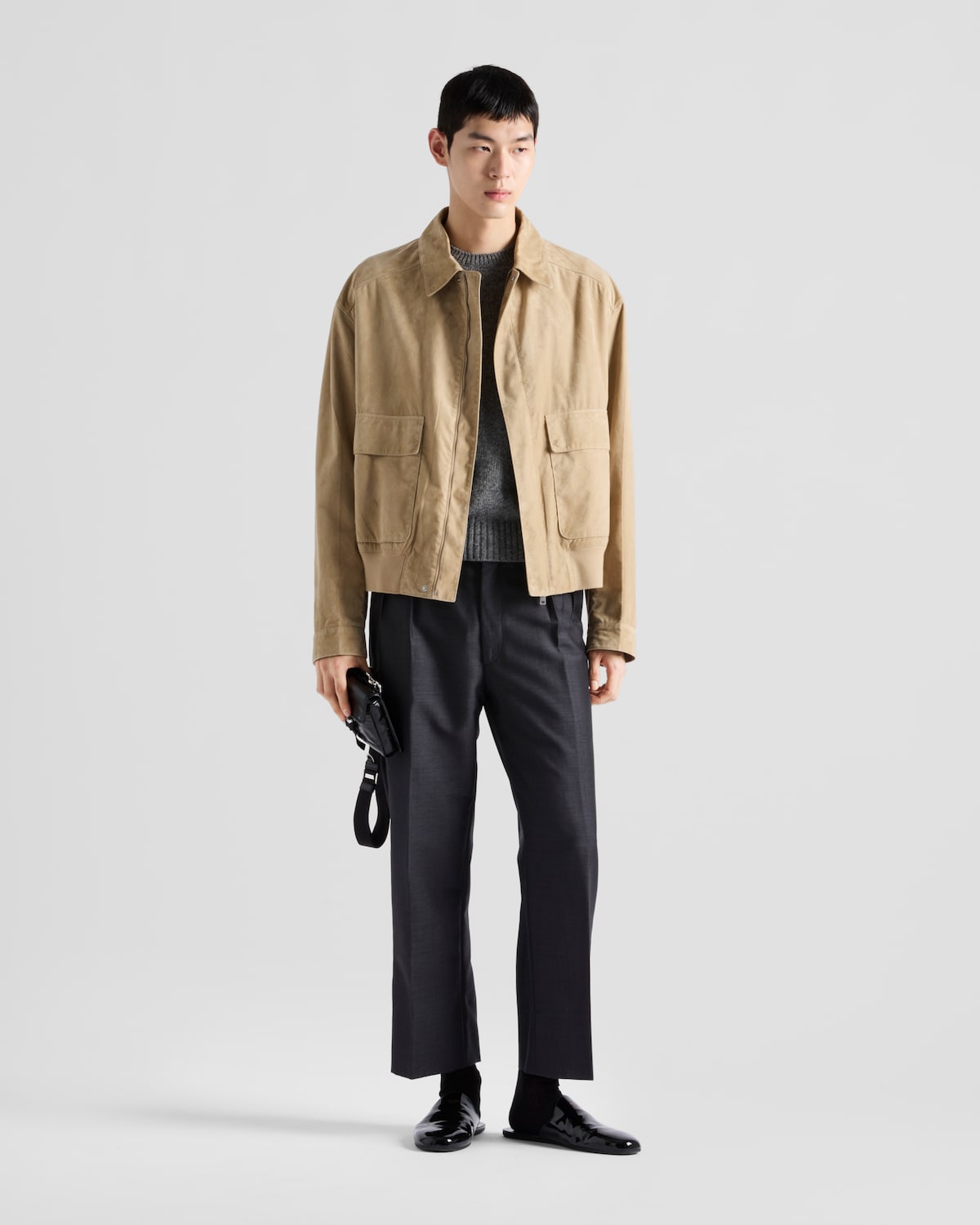 Prada Chaqueta bomber de ante y algodón