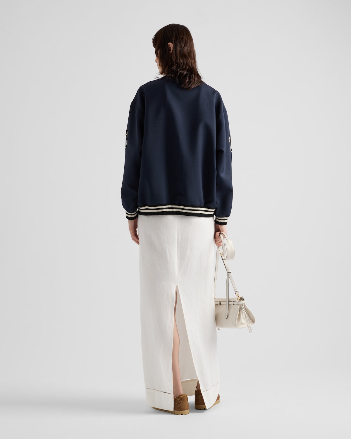 Prada Chaqueta Bomber De Kid Mohair Con Parches