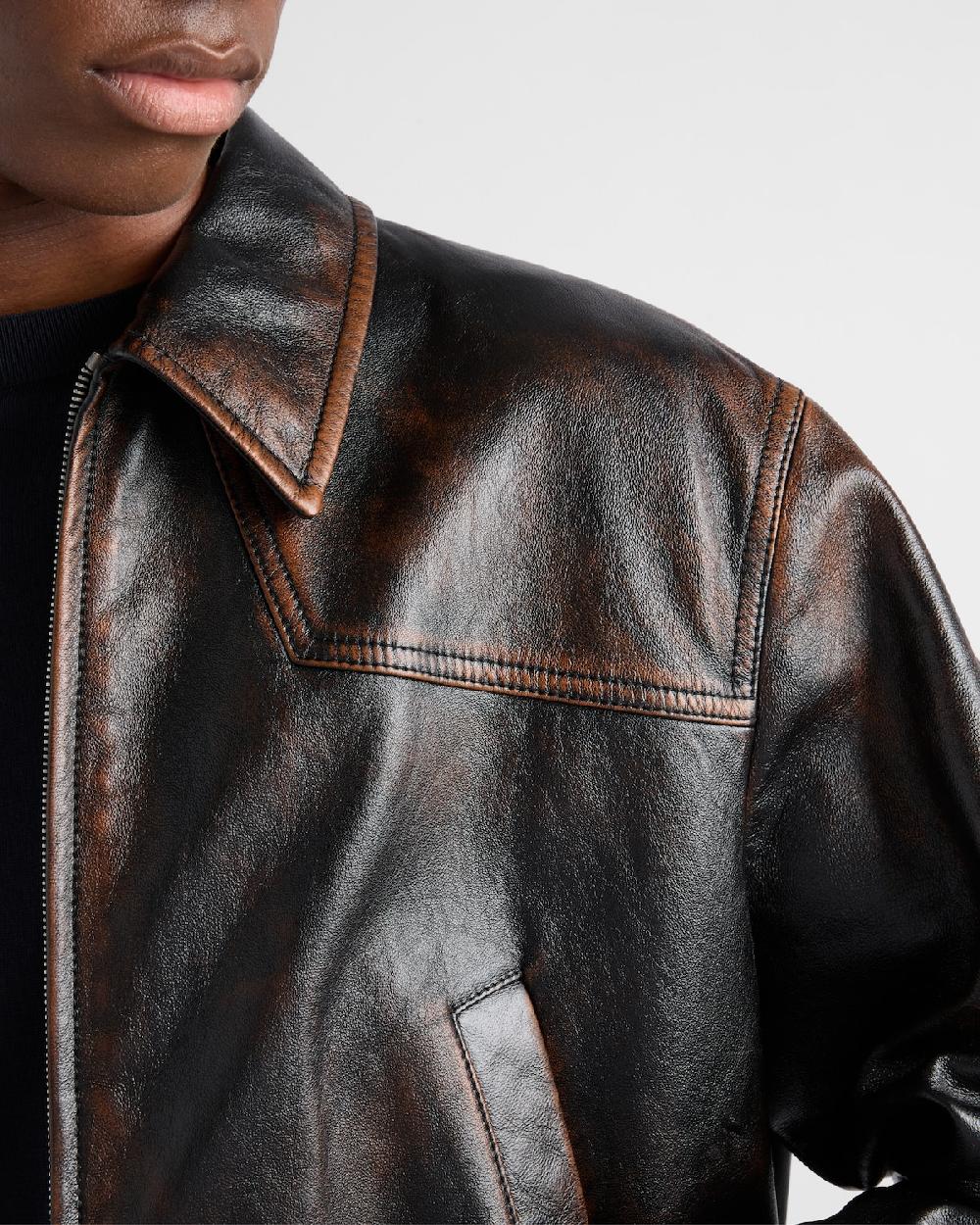 Prada Chaqueta Bomber De Piel