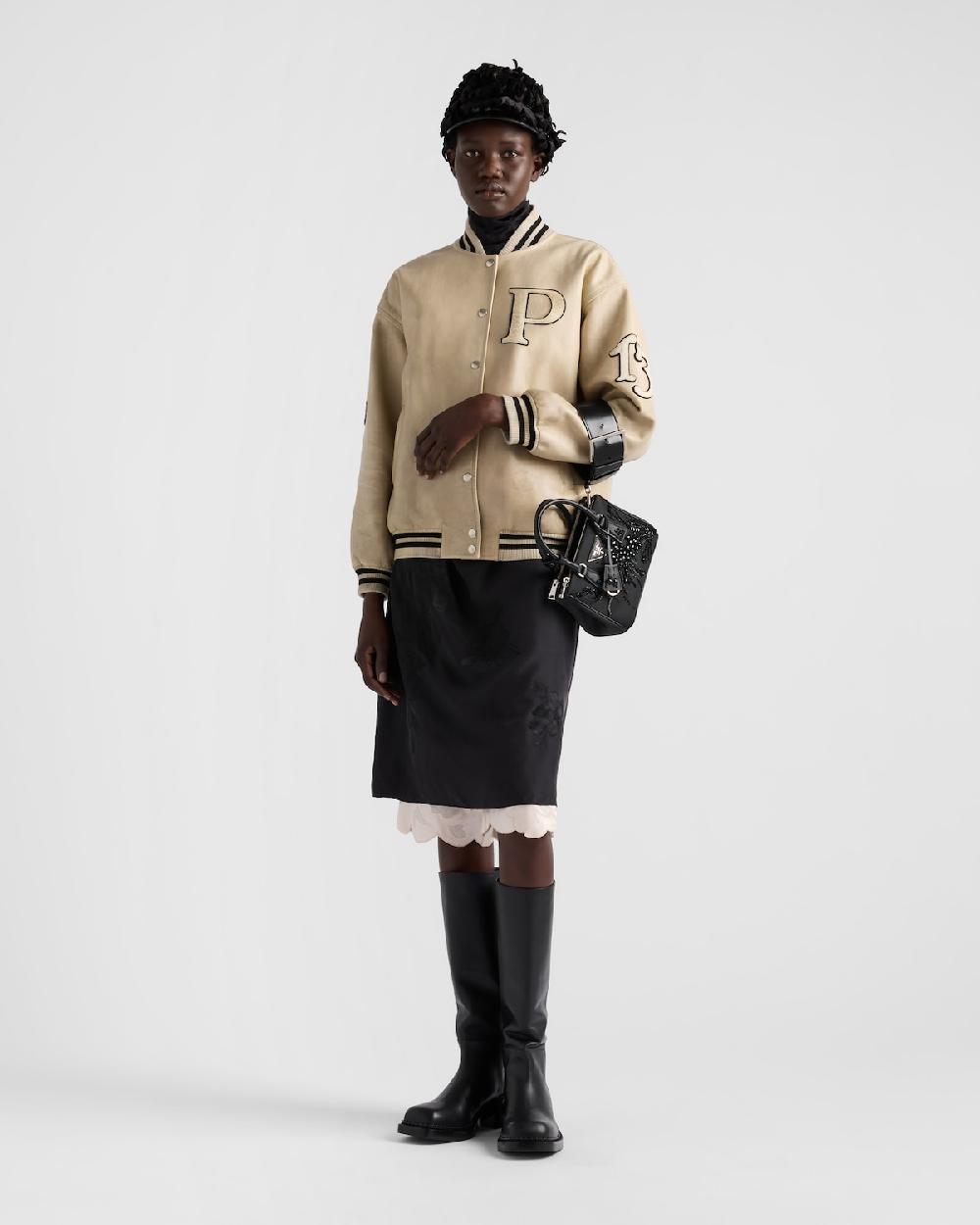 Prada Chaqueta bomber de piel con parche