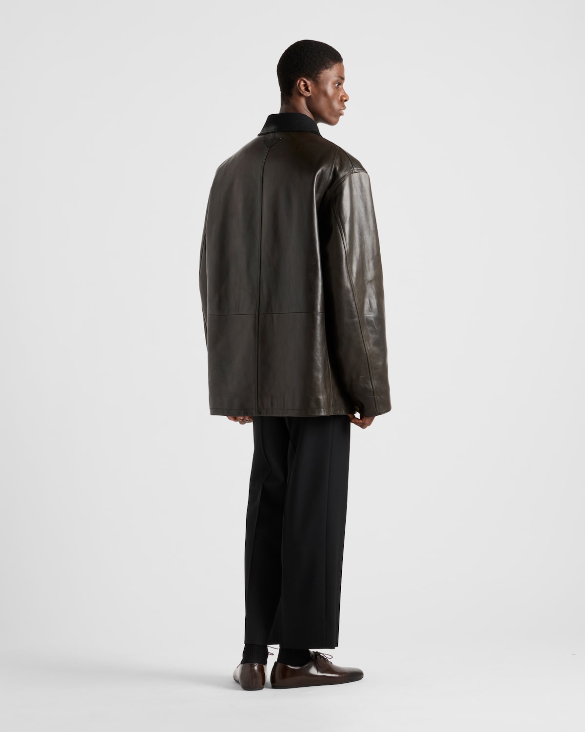 Prada Chaqueta Caban De Piel Y Borreguillo