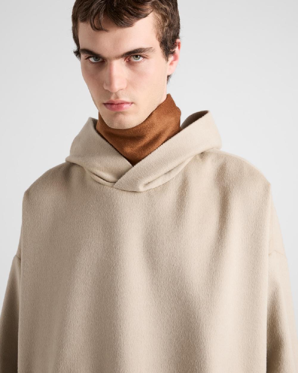 Prada Chaqueta Con Capucha De Mezcla De Lana