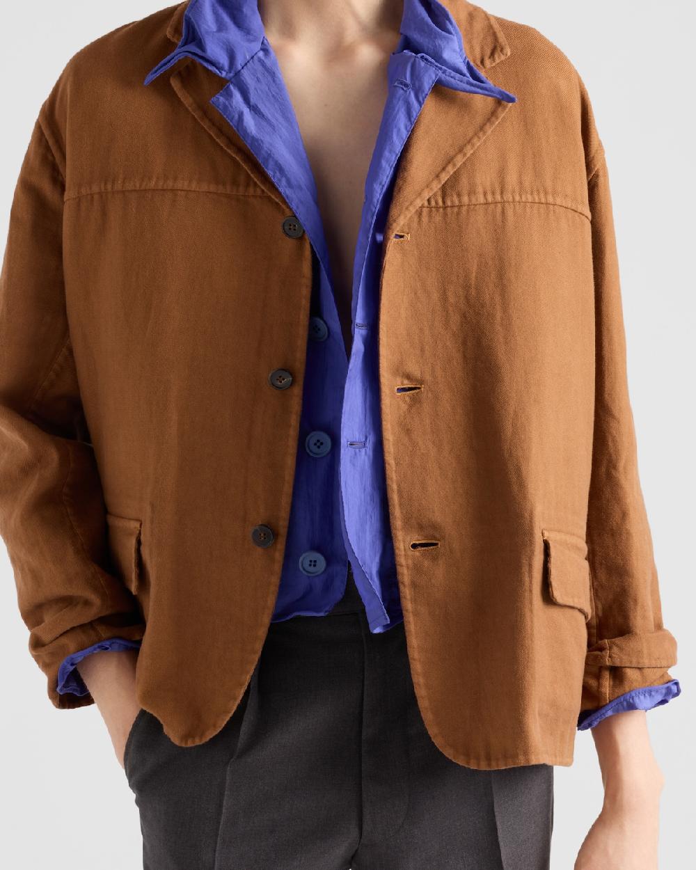 Prada Chaqueta De Algodón De Botonadura Simple