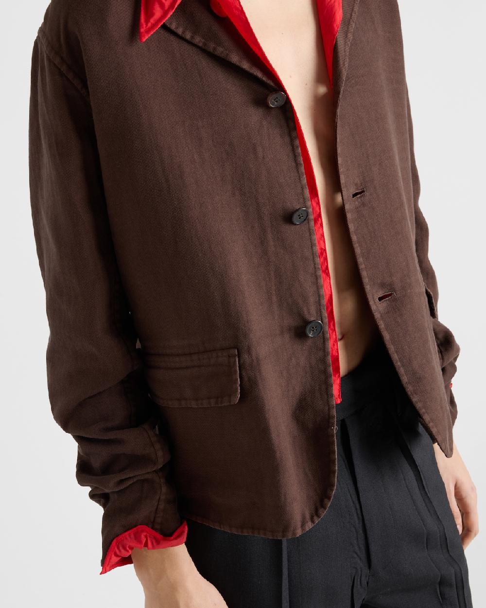 Prada Chaqueta De Algodón De Botonadura Simple