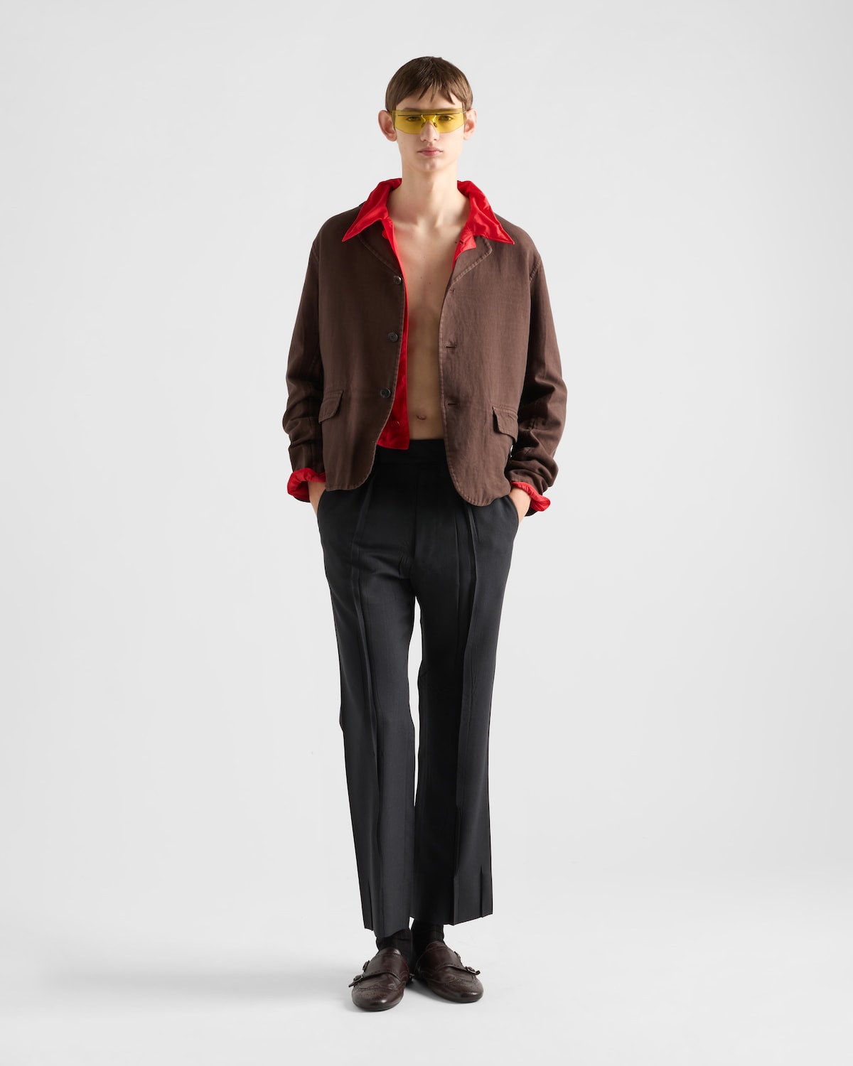 Prada Chaqueta de algodón de botonadura simple