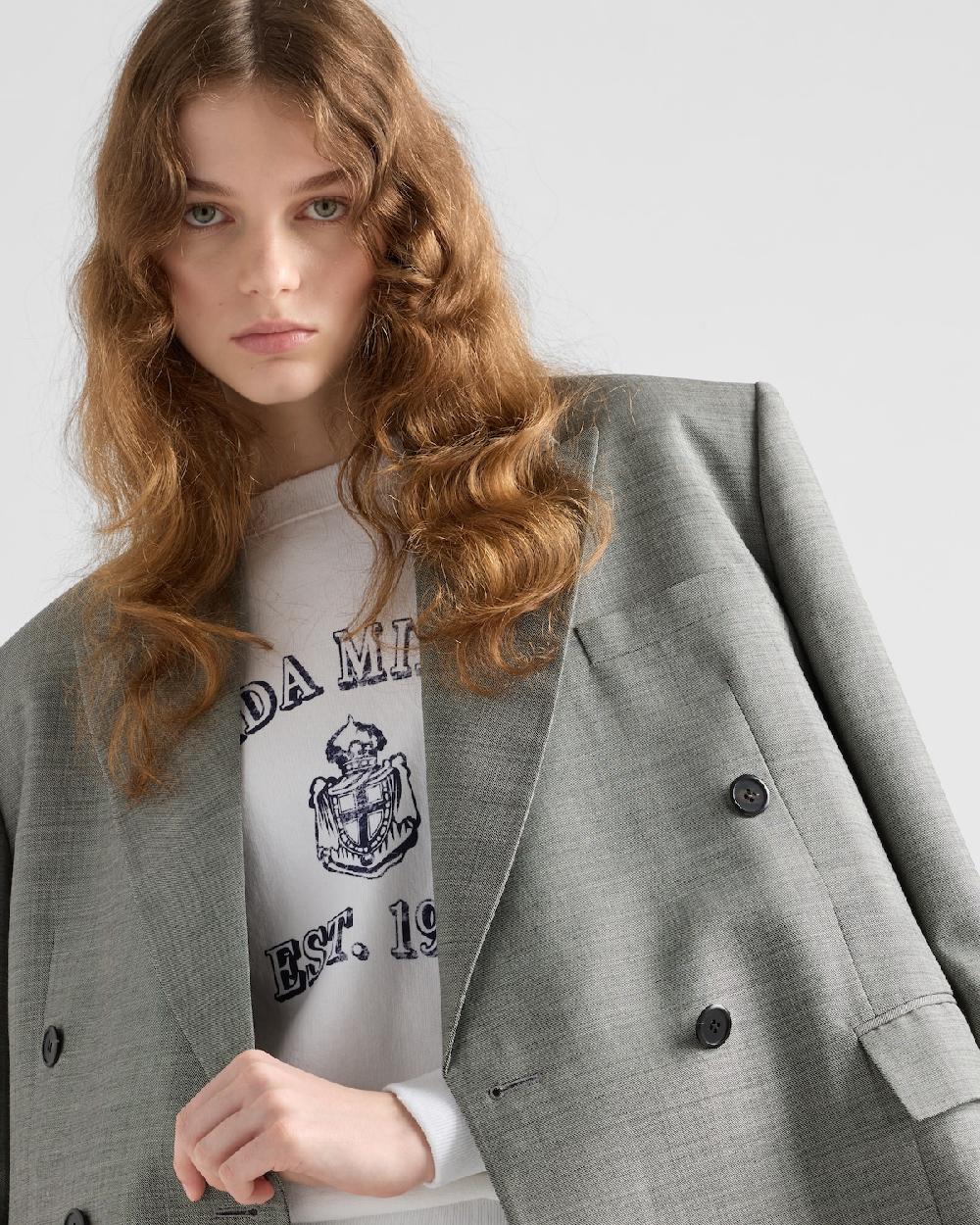 Prada Chaqueta De Botonadura Doble En Grisalla