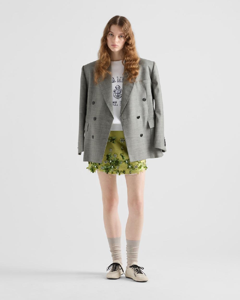 Prada Chaqueta de botonadura doble en grisalla